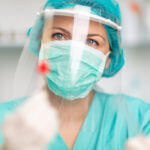 A picture of a covid-19 nurse.