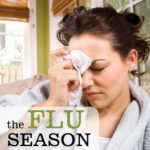 Sick woman presses tissue against eyes