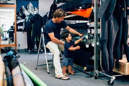 Father and son shopping together