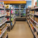 Supermarket aisles with variety of products