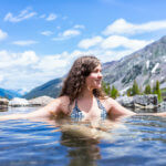 Woman soaking in Hot Springs Colorado