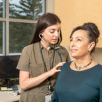 woman getting stethoscope reading