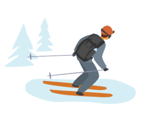 back country skiing illustration example of flurries of fun