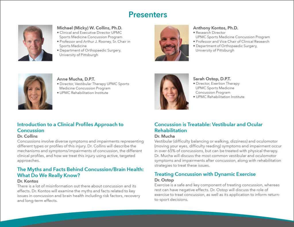This image depicts headshots of the event panelists and descriptions of their presentations. 