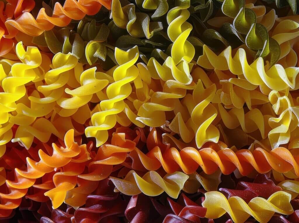 Colorful Spiral Pasta Showcasing a Rainbow of Flavors