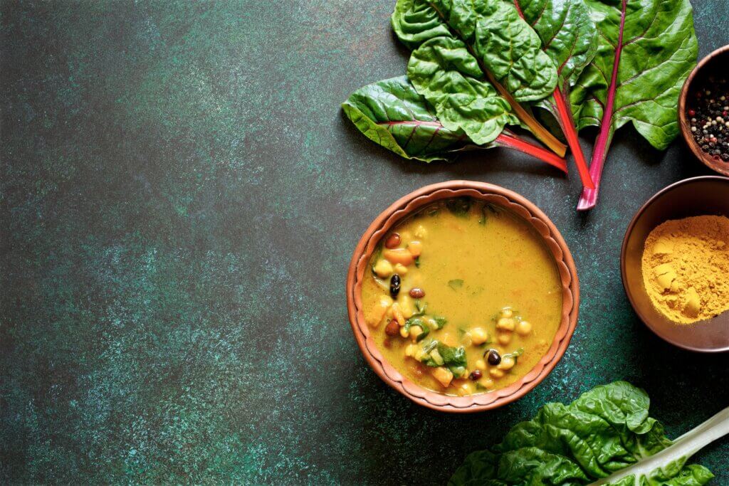 a glucose friendly turmeric forward vegetarian diabetic crock pot meal made with chickpeas
