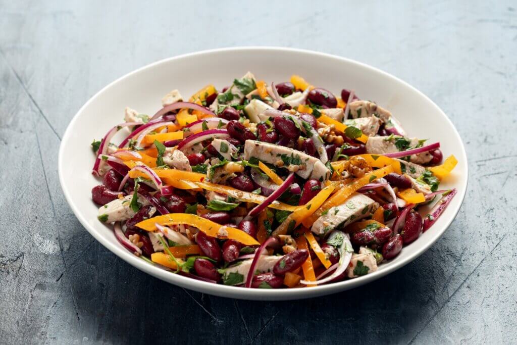 lean chicken and high fiber bean and pepper bowl which are some of the best foods for colon health